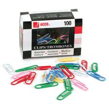 Acco Vinyl Coated Colour Paper Clip - #4, Jumbo ACC72523