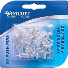 Westcott Push Pins - Clear ACM03564