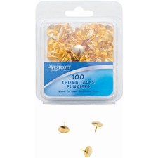 Westcott Brass Thumb Tacks (3/8" dia.), 100/clamshell ACM05205