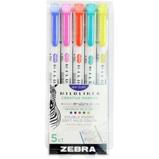 Zebra Pen Mildliner Double Ended Highlighter Assorted Refresh 5Pk ZEB78405