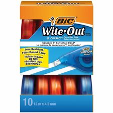 BIC Wite-Out Brand EZ Correct Correction Tape, 11.9 Metres, 10-Count Pack of white Correction Tape, Fast, Clean and Easy to Use Tear-Resistant Tape Office or School Supplies BICWOTAP10WHI