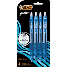 BIC Gel-ocity Original Blue Gel Pens, Medium Point (0.7 mm), 4-Count Pack, Retractable Gel Pens With Comfortable Grip BICRLCP41BL