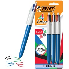 BIC 4-Colour Ballpoint Pens, Medium Point (1.0 mm), 4 colours in 1 Set of Multicoloured Pens, 3-Count Pack of Pens for Journaling and Organizing BICMPP31AST