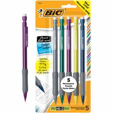 BIC Pencil Extra Comfort Mechanical Pencil, Medium Point (0.7 mm), Black, Soft Grip For Comfort & Added Control, 5-Count BICMPGP51