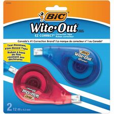 BIC Wite-Out Brand EZ Correct Correction Tape, 11.9 Metres, 2-Count Pack of white Correction Tape, Fast, Clean and Easy to Use Tear-Resistant Tape Office or School Supplies BICWOTAPP21