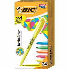 BIC Brite Liner Highlighters, Chisel Tip, 24-Count Pack of Highlighters Assorted colours, Ideal Highlighter Set for Organizing and colouring BICBL241AST
