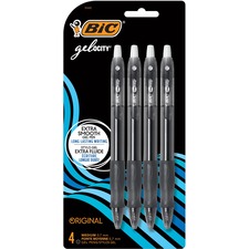 BIC Gel-ocity Original Black Gel Pens, Medium Point (0.7 mm), 4-Count Pack, Retractable Gel Pens With Comfortable Grip BICRLCP41BK