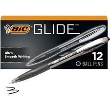 BIC Glide Black Retractable Ballpoint Pens, Medium Point (1.0 mm), 12-Count Pack, Ultra Smooth Writing Black Pens BICVCG11BK