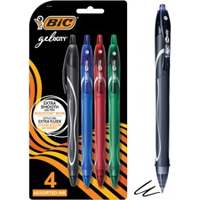 BIC Gel-ocity Original Retractable Gel Pen, Medium Point (0.7 mm), Assorted Colours, Comfortable, Contoured Grip, 4-Count BIC428623