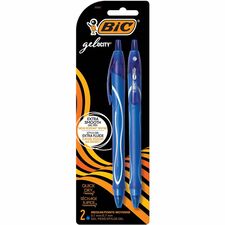 BIC Gel-ocity Original Retractable Gel Pen, Medium Point (0.7 mm), Blue, Comfortable, Contoured Grip, 2-Count BIC428615