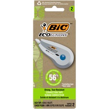 BIC Ecolutions Wite-Out Brand Correction Tape, 6.03 Metres, 2-Count Pack, Correction Tape Made from 56% Recycled Plastic BICWOET21WHI