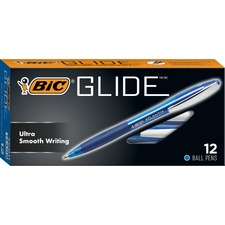 BIC Glide Blue Retractable Ballpoint Pens, Medium Point (1.0 mm), 12-Count Pack, Ultra Smooth Writing Blue Pens BICVCG11BE