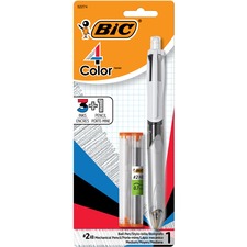 BIC 4-Colour 3+1 Ballpoint Pens and Pencil, Medium Point (1.0 mm), Assorted Colours, 1-Count Pack, Pens for School and Office Supplies BICMMLP1AST