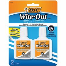 BIC Wite-Out Brand Quick Dry Correction Fluid, 22 mL, White, Goes On Easy With A Reduced Dry Time, 12-Count BICWOFQDP2