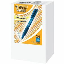 BIC Soft Feel Blue Retractable Ballpoint Pens, Medium Point (1.0 mm), 24-Count Pack, Blue Pens With Soft-Touch Comfort Grip BICSCSMB24BBE