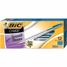 BIC Cristal Extra Smooth Ballpoint Pen, Medium Point (1.0 mm), Blue, For Everyday Writing Activities, 12-Count BICMS11CBL