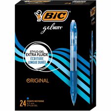 BIC Gel-ocity Original Retractable Gel Pen, Medium Point (0.7 mm), Blue, Comfortable, Contoured Grip, 24-Count BICRLC241BE